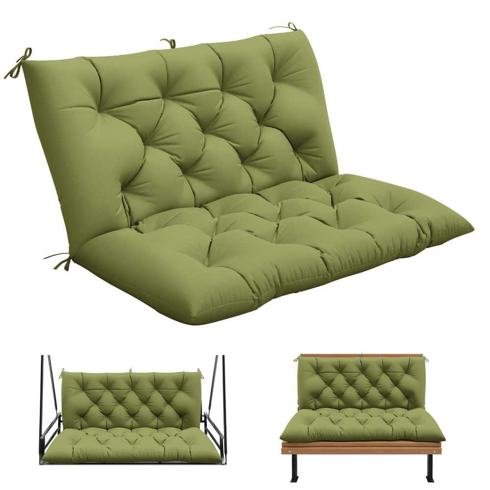40 in. x 40 in. Patio Contoured Replacement Bench Cushion Outdoor Porch Swing Cushion Cushion Light Green