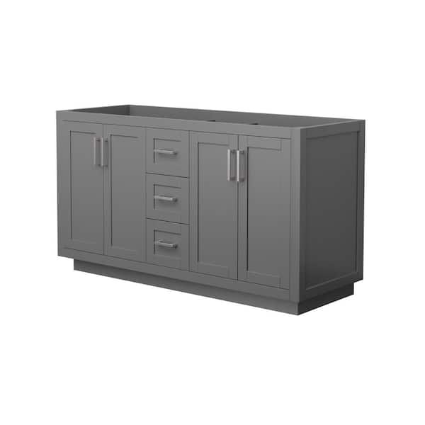 Wyndham Collection Miranda 59.25 in. W x 21.75 in. D Double Bath Vanity Cabinet Only in Dark Gray