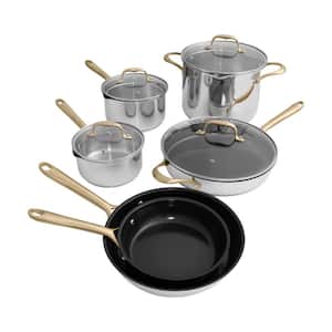 10-Piece Non-Toxic Stainless Steel and Nonstick Ceramic Cookware Set