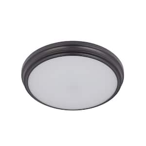X66 Flush Mounts 11 in. 1-Light Bronze Finish Integrated LED Flush Mount Ceiling Light with Frosted Polycarbonate Shade