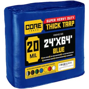 24 ft. x 64 ft. Blue 20 Mil Heavy Duty Polyethylene Tarp, Waterproof, UV Resistant, Rip and Tear Proof