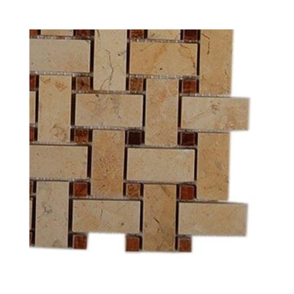 Ivy Hill Tile Basket Braid Jerusalem Gold and Wood Onyx Stone Mosaic Floor and Wall Tile - 6 in. x 6 in. Floor and Wall Tile Sample