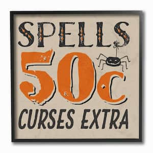 12 in. x 12 in. "Spells for Sale Curses Extra Black and Orange Spider" by Artist Heidi Dobrott Framed Wall Art