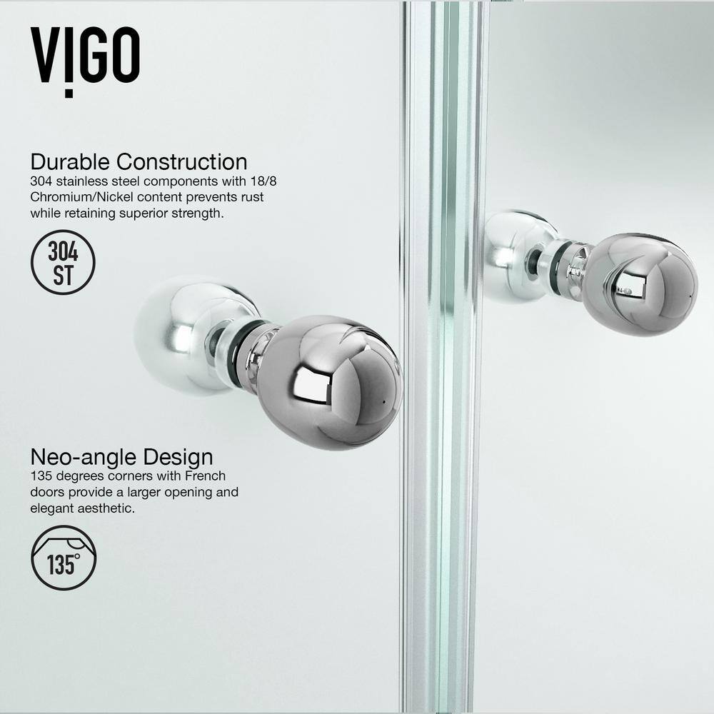 Gemini 47" Brushed Nickel Frameless Neo-Angle Shower Enclosure