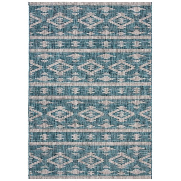 SAFAVIEH Courtyard Teal/Gray 5 ft. x 8 ft. Indoor/Outdoor Area Rug