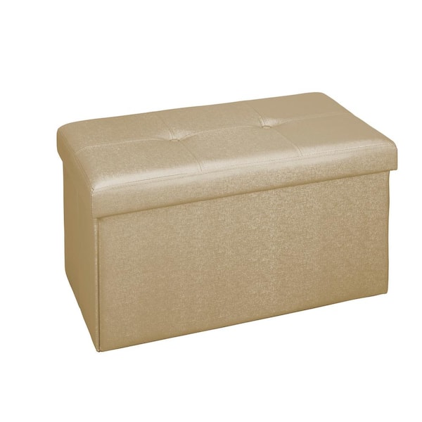 Simplify Metallic Gold Double Folding, Gold Ottoman Storage Box