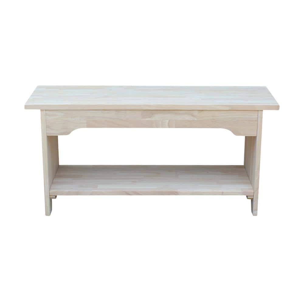 Brookstone Traditional Solid Parawood Storage Bench, 38" Unfinished