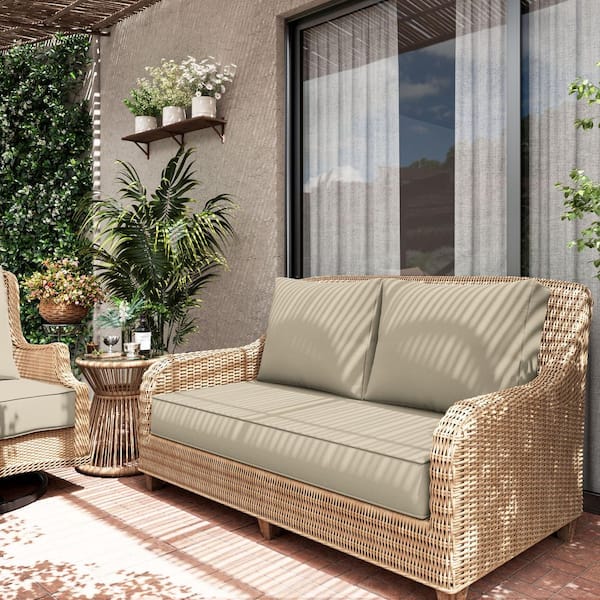 46 in. x 26 in. x 5 in. Outdoor Patio Replacement Loveseat Sofa Cushion Set with Backrest Cream