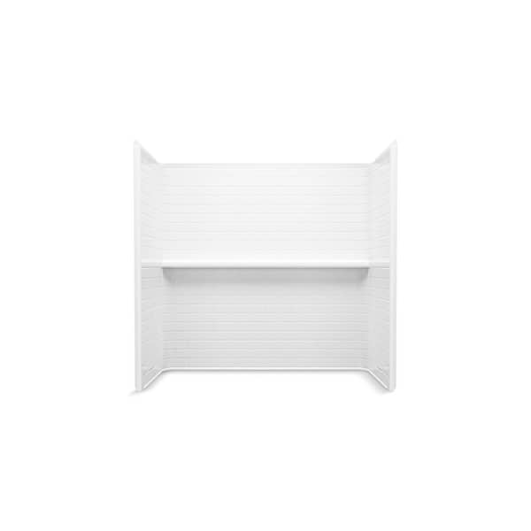 Traverse 60 in. W x 60 in. H x 30 in. D 4-Piece Direct-to-Stud Alcove Bath Wall Surround in White