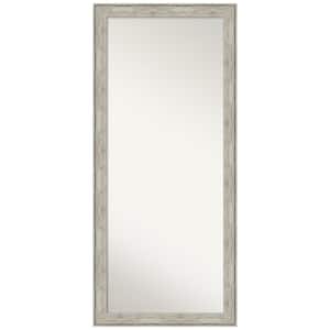 Crackled Metallic 29 in. x 65 in. Coastal Rectangle Silver Framed Full-Length Floor Leaning Mirror