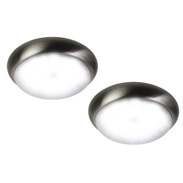 Luminosa 13 in. Brushed Nickel Integrated LED Flush Mount (2-Pack)