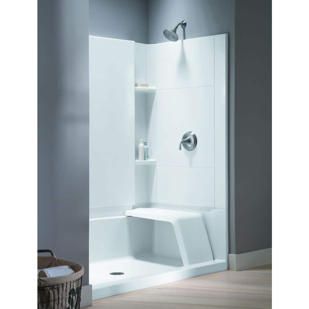 Sterling White Vikrell 60" x 36" Shower Kit with Seat