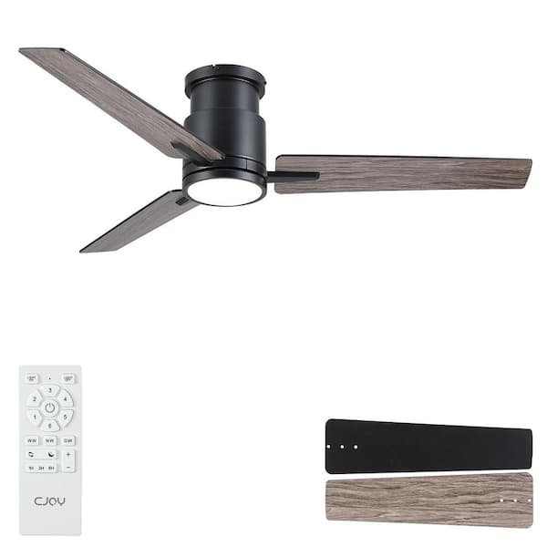 48 in. W 3-Blade Ceiling Fans in Black with Dimmable Tri-Color LED Lights and Remote, 6 Speeds Quiet Reversible DC