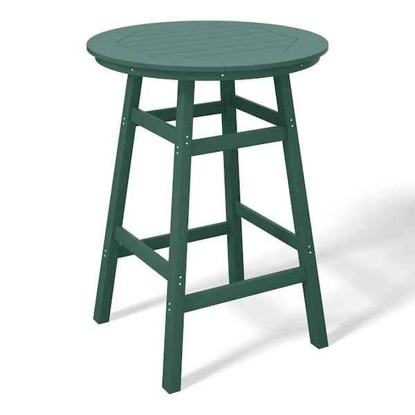 Laguna 35 in. Round HDPE Plastic All Weather Bar Height High Top Bistro Outdoor Bar Table in Dark Green