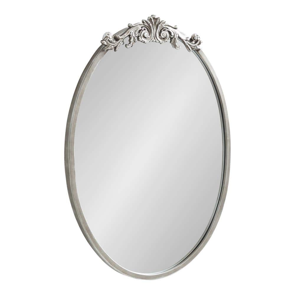 Kate and Laurel Arendahl 24 in. x 18 in. Traditional Oval Silver Framed Decorative  Wall Mirror 220477 The Home Depot