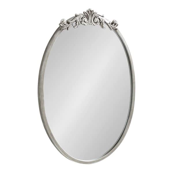 Kate and Laurel Arendahl 24 in. x 18 in. Traditional Oval Silver Framed Decorative Wall Mirror