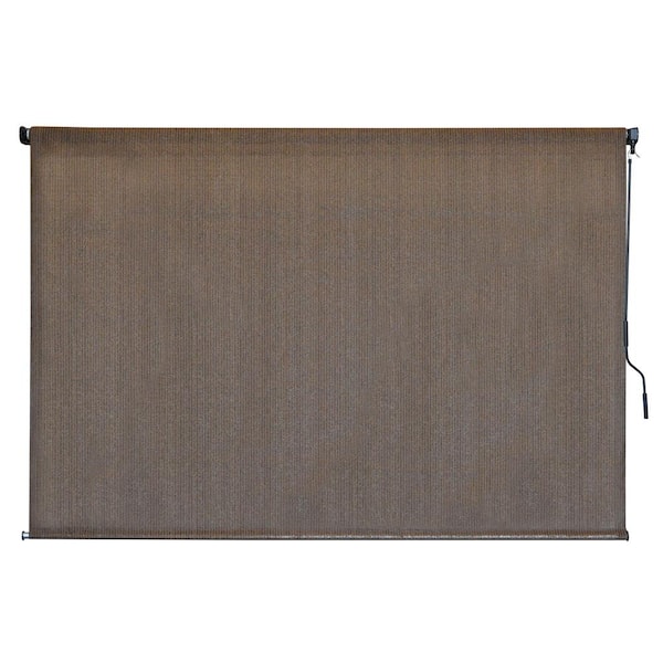 SeaSun Driftwood Dark Brown Cordless Outdoor Patio Roller Shade 48 in. W x 72 in. L