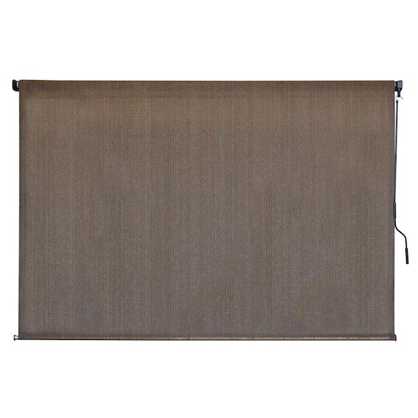 SeaSun Driftwood Dark Brown Cordless Outdoor Patio Roller Shade 72 in. W x 72 in. L