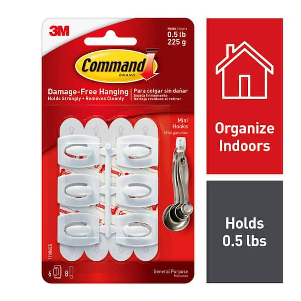 3M Command Hooks & Strips, Small - 6 ct