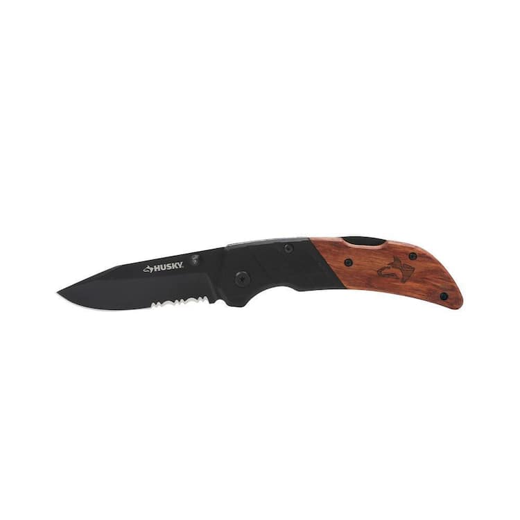 Husky 2.875 in. Steel Straight Edge Clip Point Folding Knife – BrickSeek