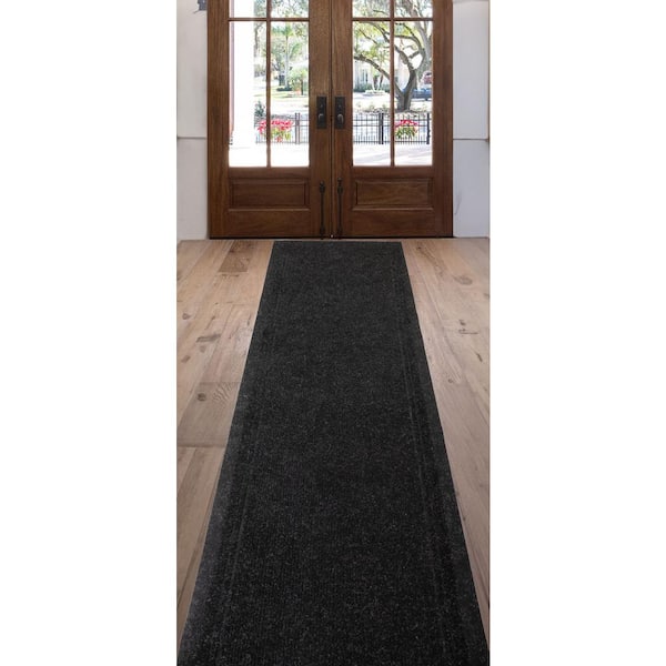 Tracker Indoor/Outdoor Hallway Runner Rug 3 ft. W x 46 ft. L Charcoal Polyester Garage Flooring