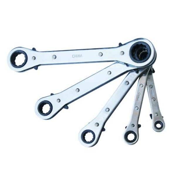Wrench Set Heat Treated Ratcheting Metric Measurement Female End Type 5-Piece 