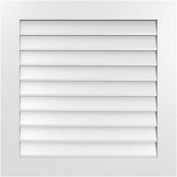Ekena Millwork 32 in. x 32 in. Vertical Surface Mount PVC Gable Vent: Decorative with Standard Frame