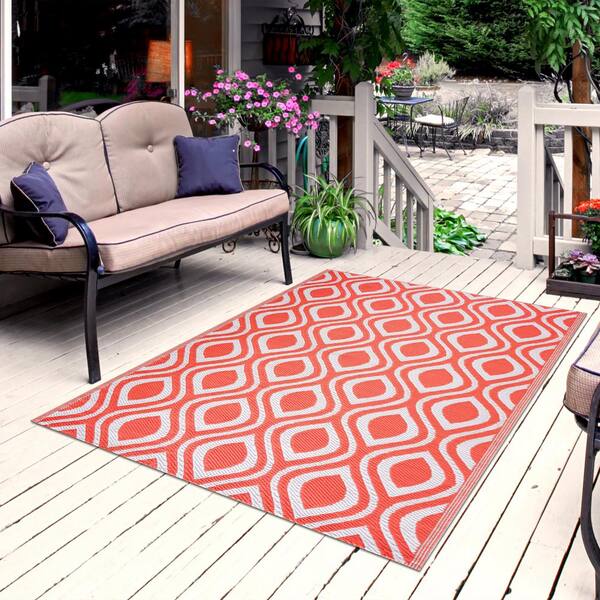 Outdoor Rug 4X6 FT - Reversible, Easy Care Waterproof Plastic