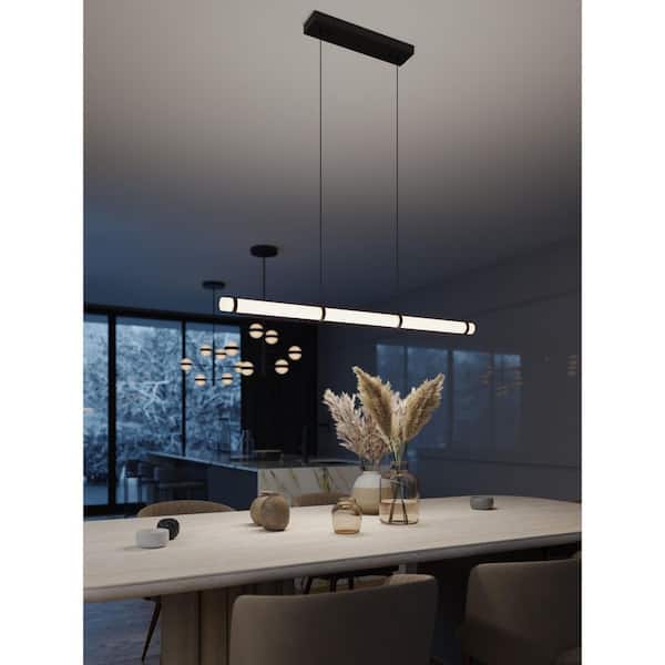 Miami 45-Watt 1-Light Black Shaded Integrated LED Pendant Light with Acrylic Shade