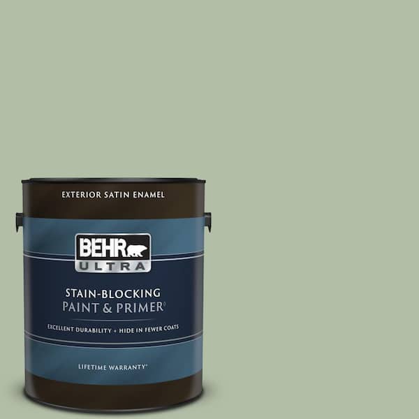 BEHR ULTRA 1 gal. #S390-3 Creamy Spinach Satin Enamel Exterior Paint & Primer