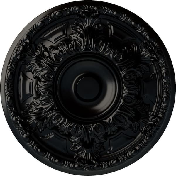 Ekena Millwork 19" x 1-1/2" Granada Urethane Ceiling Medallion (Fits Canopies upto 7-1/8"), Hand-Painted Jet Black