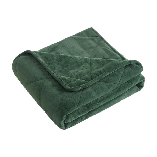 HomeRoots Green Solid Velvet 72 in. x 48 in. 12 lbs. Weighted Blanket