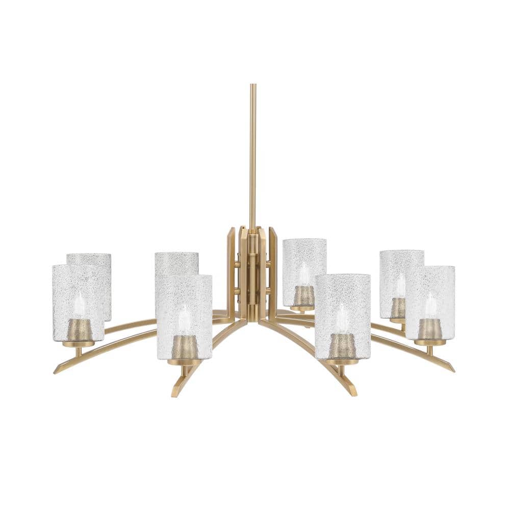 Siena 34 in. 8-Light New Age Brass Chandelier with 4 in. Smoke Bubble Glass