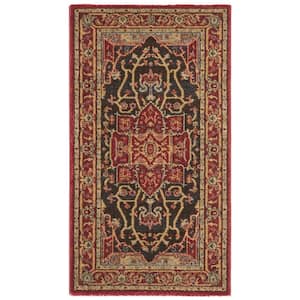 Mahal Red/Red Doormat 2 ft. x 4 ft. Border Floral Medallion Area Rug