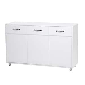 White Flat Panel Stock Bath and Kitchen Cabinet with Glazed Finish (52.4 in. x 15.74 in. x 32 in.)