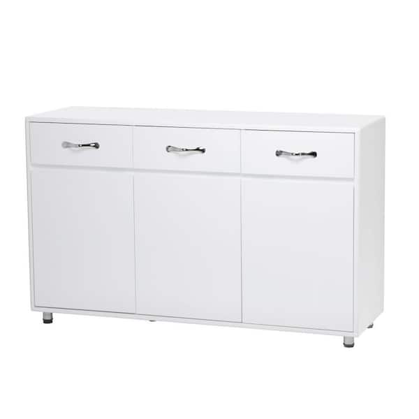 JASMODER White Flat Panel Stock Bath and Kitchen Cabinet with Glazed Finish (52.4 in. x 15.74 in. x 32 in.)