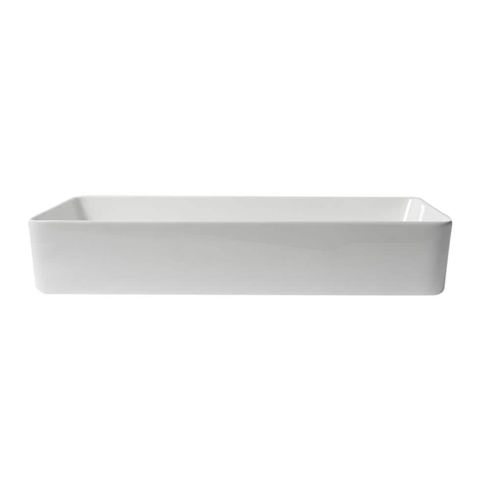 White 24" Rectangular Ceramic Above Mount Bathroom Sink