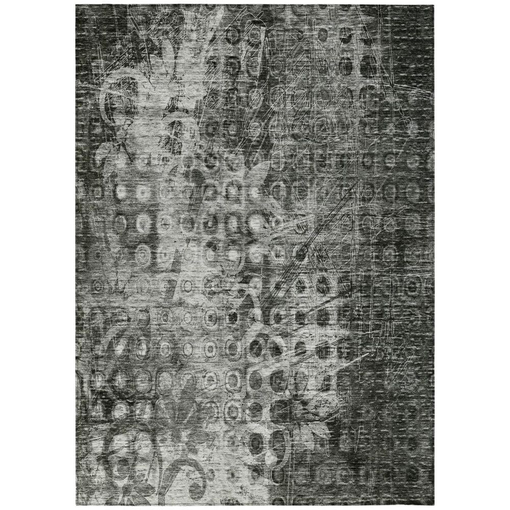 Charcoal 9 ft. x 12 ft. Woven Ikat Polyester Rectangle Indoor / Outdoor Area Rug price history on PriceWatchPro