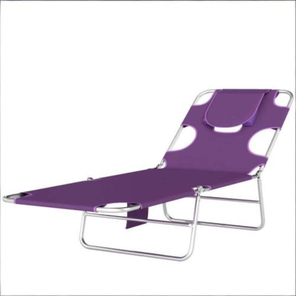 White 1-Piece Metal Outdoor Patio Chaise Lounge with Purple Cushions price history on PriceWatchPro