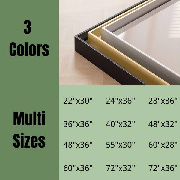 ORGANNICE 32 in. W x 72 in. H Black Aluminum Rectangle Framed