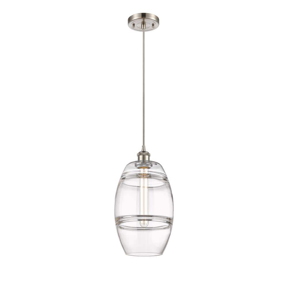 Vaz 100-Watt 1-Light Brushed Satin Nickel Standard Mini Pendant Light with Clear Glass Shade, No Bulbs Included price history on PriceWatchPro