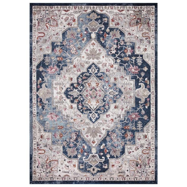 Vintage Collection Montreal Navy 5 ft. x 7 ft. Medallion Area Rug