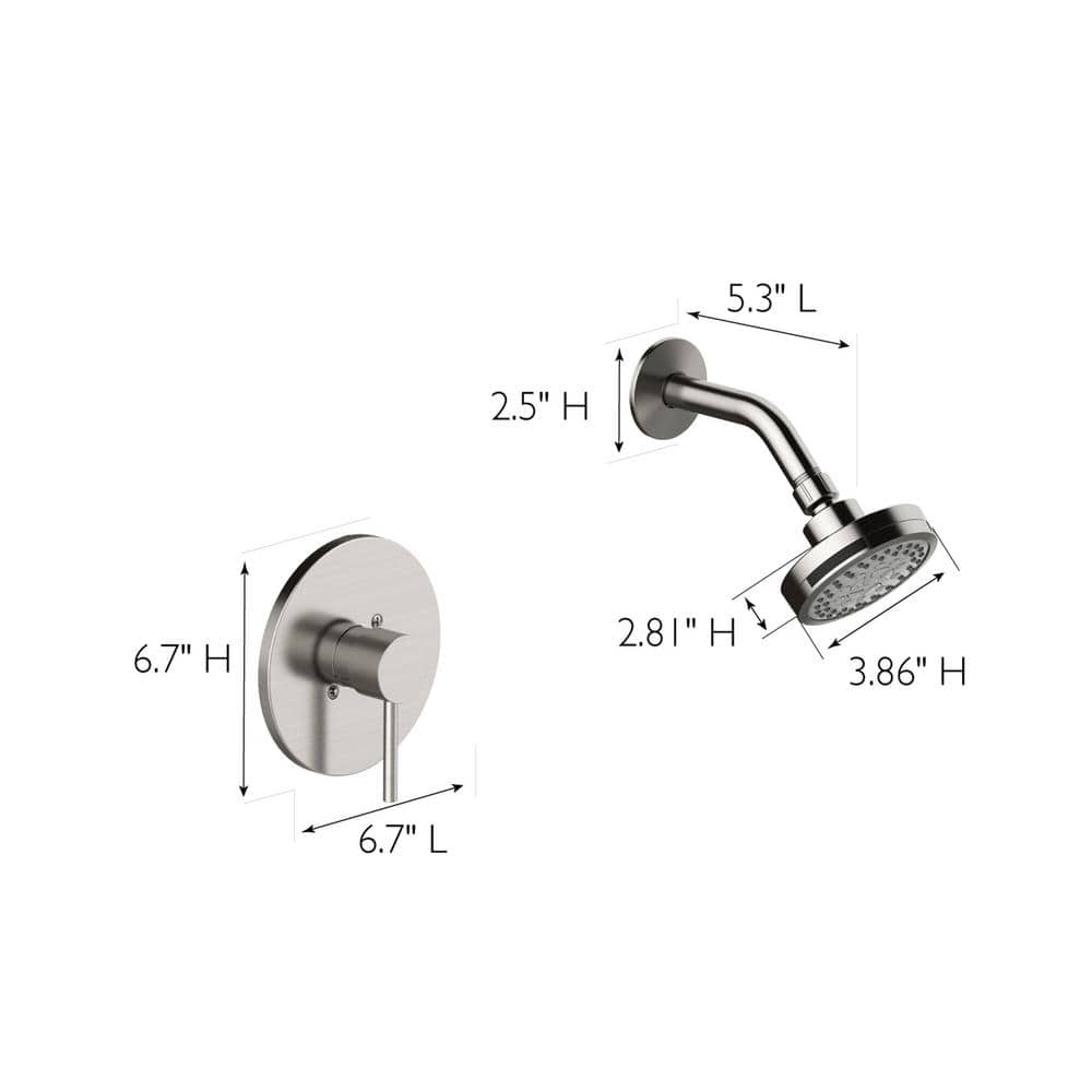 Satin Nickel Wall Mounted Single Handle Shower Faucet