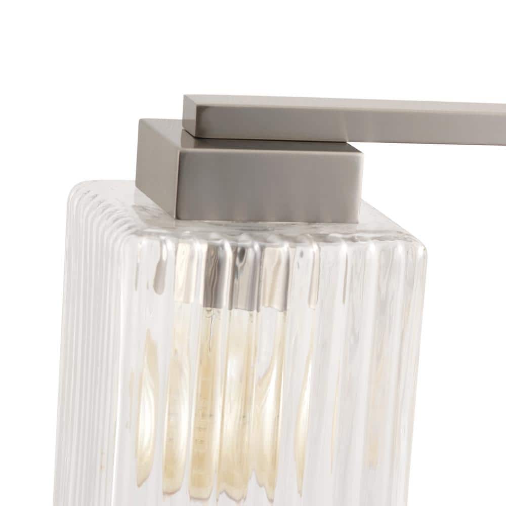 Brushed Nickel 3-Light Bathroom Vanity with Textured Glass Shades