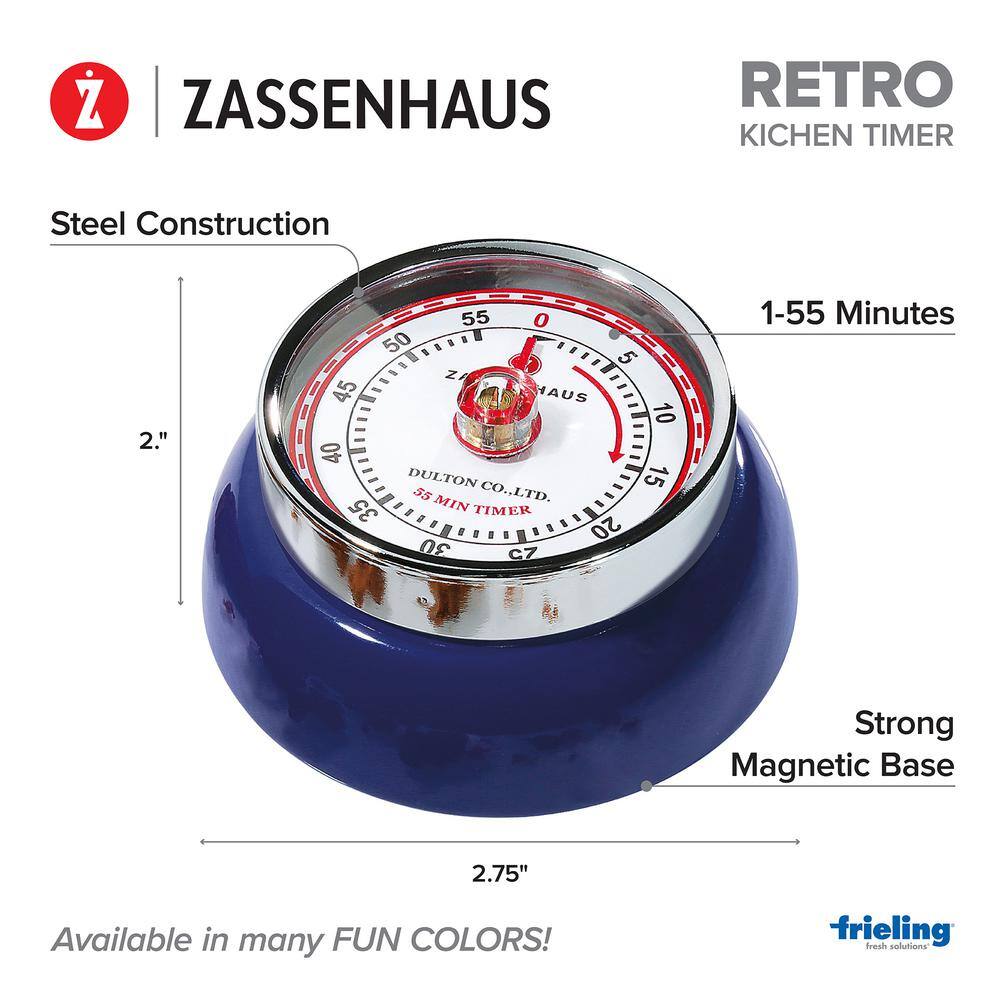 Navy Blue Retro Magnetic Steel Kitchen Timer