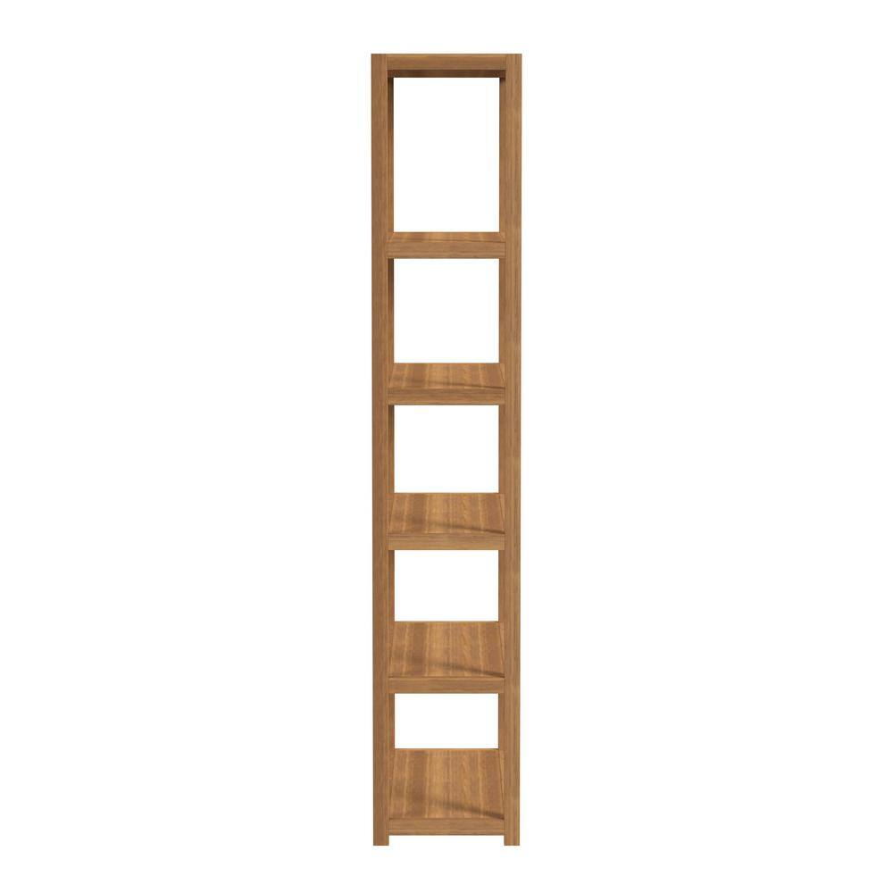 Lark Light Brown 5-Tier Solid Wood Etagere Bookcase