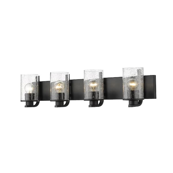 Unbranded Beckett 34 in. 4-Light Matte Black Vanity Light with Glass Shade