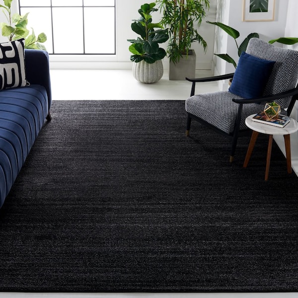 Adirondack 8 ft. x 10 ft. Black/Ivory Solid Color Area Rug