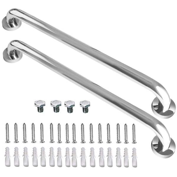 40.0 in. L Shower Grab Bars, 2 Pack, Chrome Stainless Steel, 1.25 in. Dia, Safety Hand Rail for Bathroom