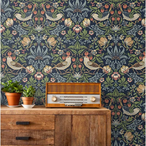 NextWall 30.75 sq. ft. Midnight Blue Aves Garden Vinyl Peel and